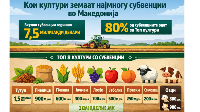 Кои култури земаат најмногу субвенции