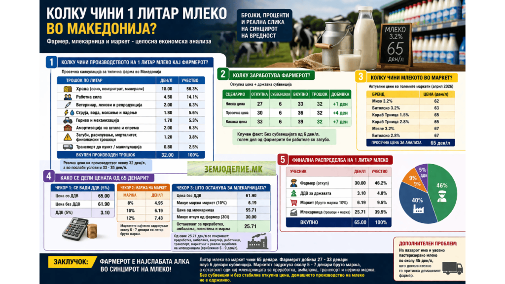 Kolku cini 1 litar mleko vo Makeodnija