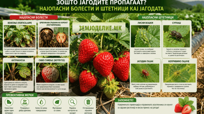 болести и штетници кај јагодата